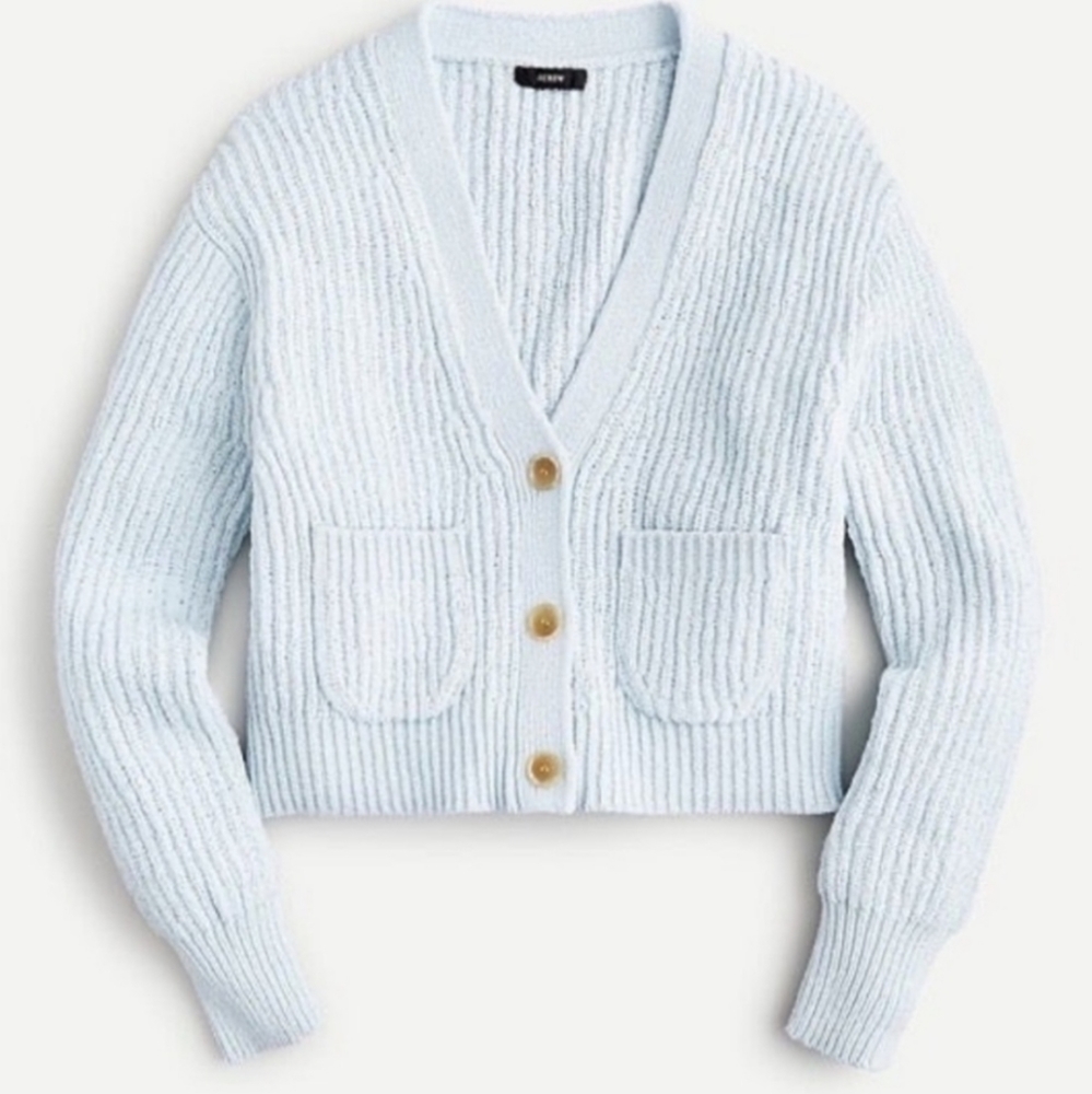 J. Crew Cropped Patch Pocket Beach Cardigan Size XL